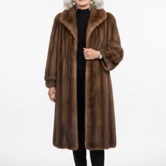🌟 Vintage Full-Length Brown Mink Fur Coat - LaFlamme Fourrure Sz (M\L) + Bonus - Picture 3 of 16